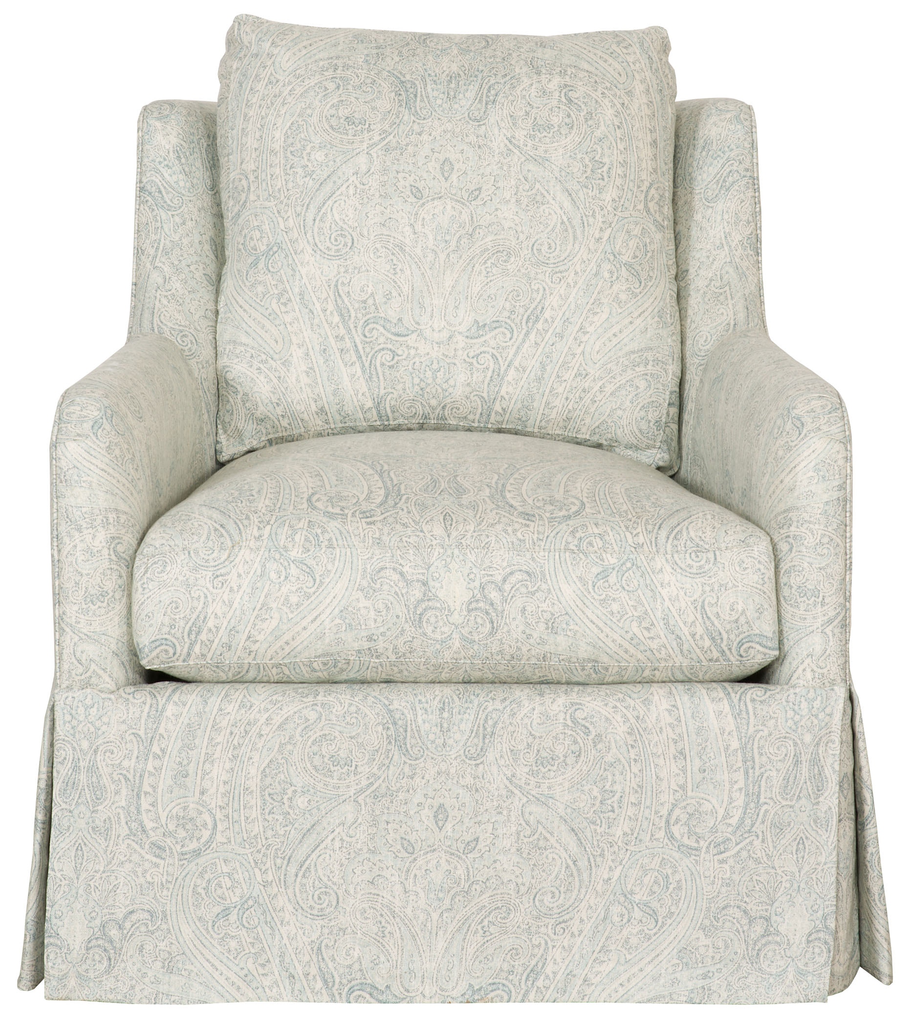 Vanguard Living Room Arm Chairs Fisher Waterfall Skirt Swivel